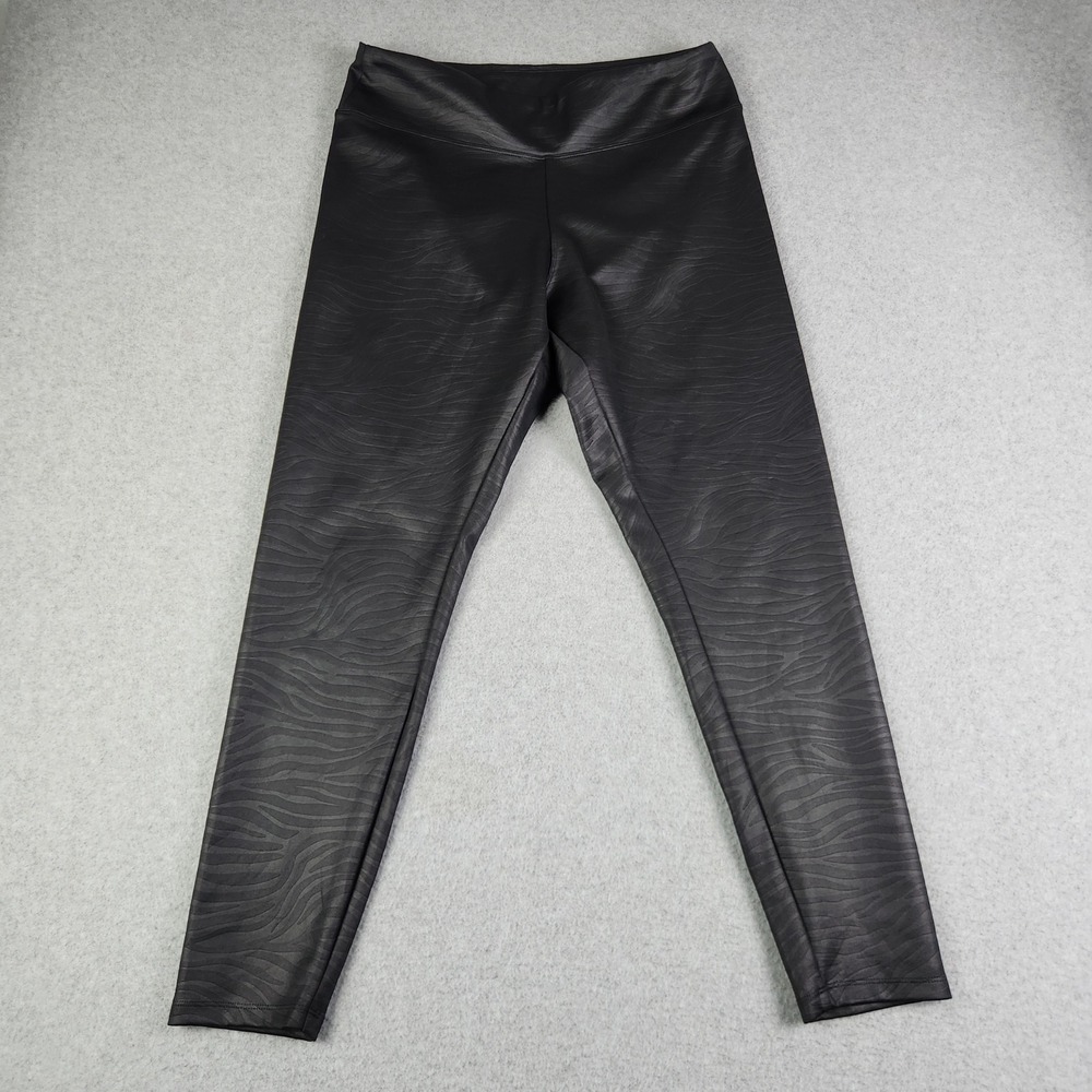 Express Leggings Womens Large Black Zebra Embossed Stretch High Waisted Skinny